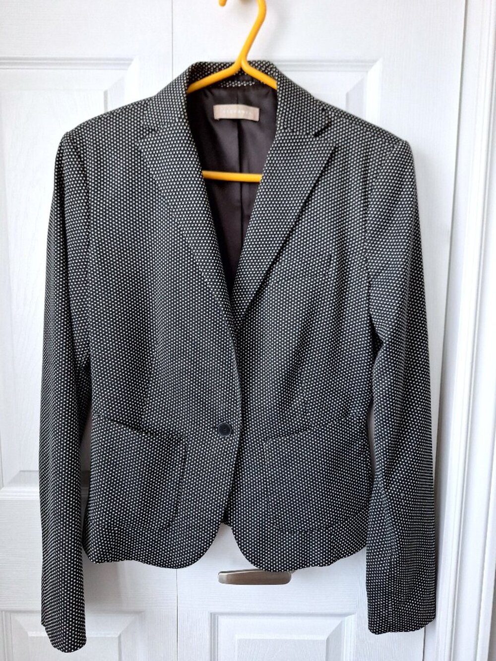 Stefanel Black and White Dot Pattern Blazer with Pockets